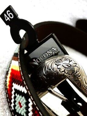 Nocona Belt Co Basketweave Western Belt Tab Beaded belt Men's Size 46 NWT